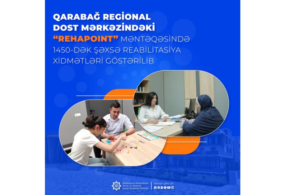 Bərdədəki “RehaPoint” məntəqəsində əlilliyi olan 1450-dək şəxsə reabilitasiya xidmətləri göstərilib