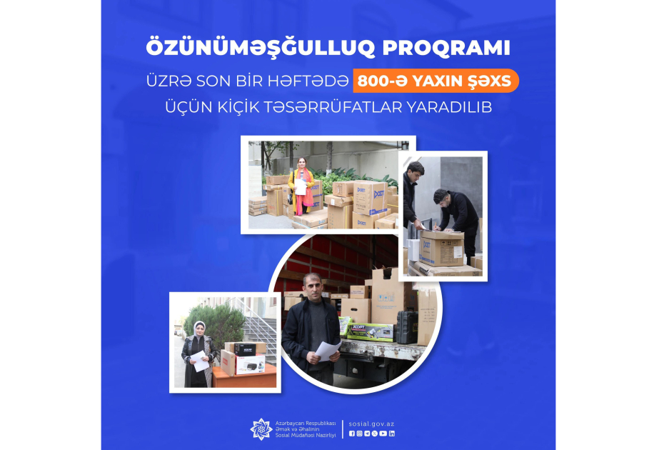 Son bir həftədə 800-ə yaxın şəxs üçün kiçik təsərrüfatlar yaradılıb